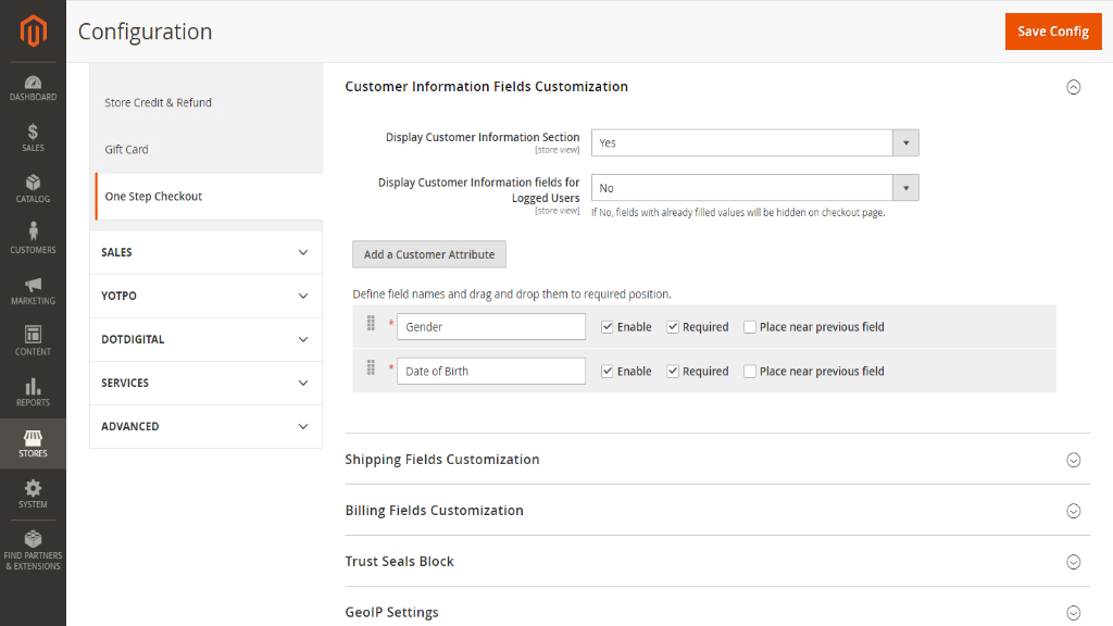 Customer Information Fields Customization | Smart One Step Checkout for Magento 2