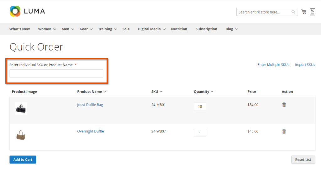 Add products automatically to the order | Quick Order by SKU for Magento 2