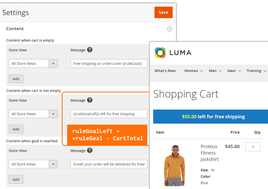 Free Shipping Remaining Cost for Magento 2