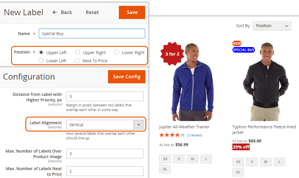 Product Labels for Magento 2. Social Media buttons