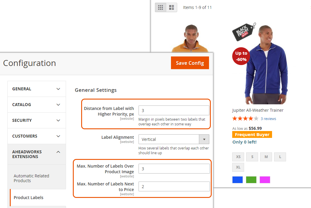 Product Labels for Magento 2. Elements Configurations