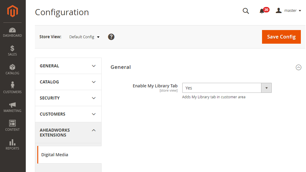 Digital Media settings