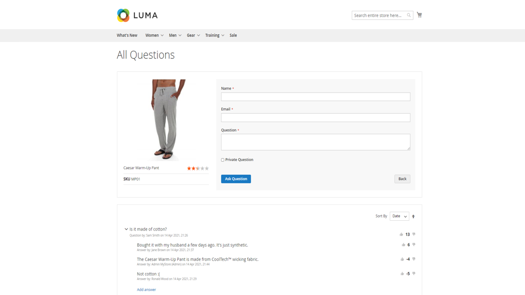 Product Questions for Magento 2