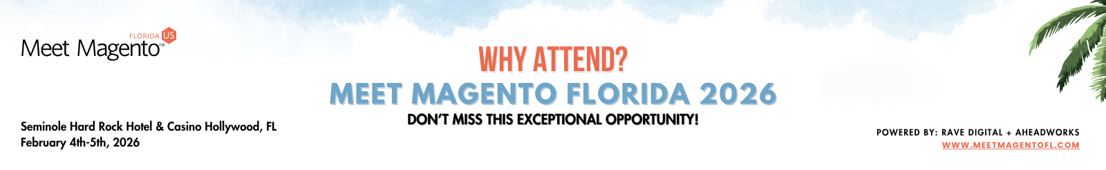 Banner outlining why you should attend Meet Magento conference.