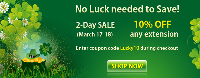 St Patrick's Day Sale -10% off