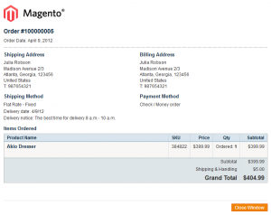 Magento order print out