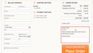 One Step Checkout + Delivery Date and Notice