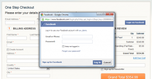 One Step Checkout + Facebook Link
