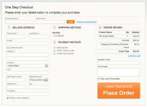 Login/registration on the checkout page