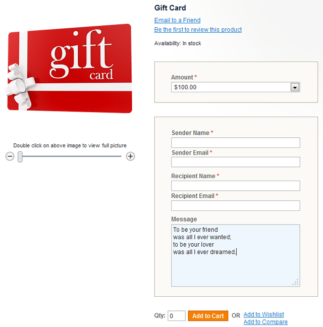 Buy gift cards with any values and leave a message.