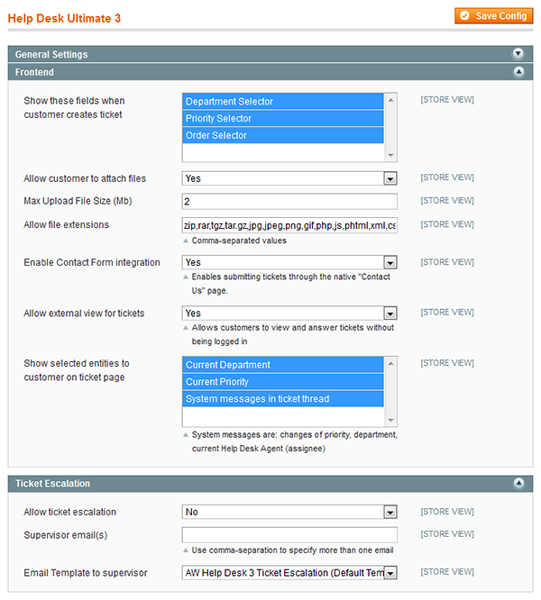 Help Desk Ultimate Settings