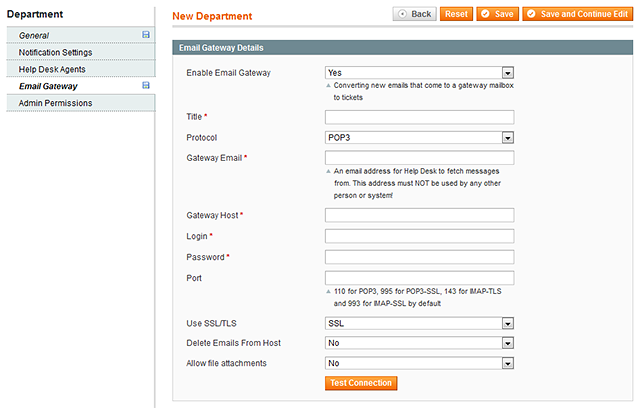 Email Gateway Settings