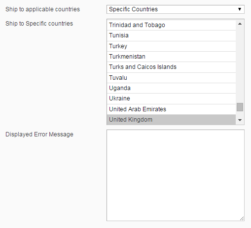 Countries for Shipping