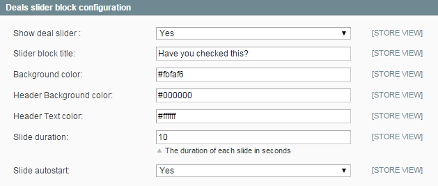 Deals Slider Configuration