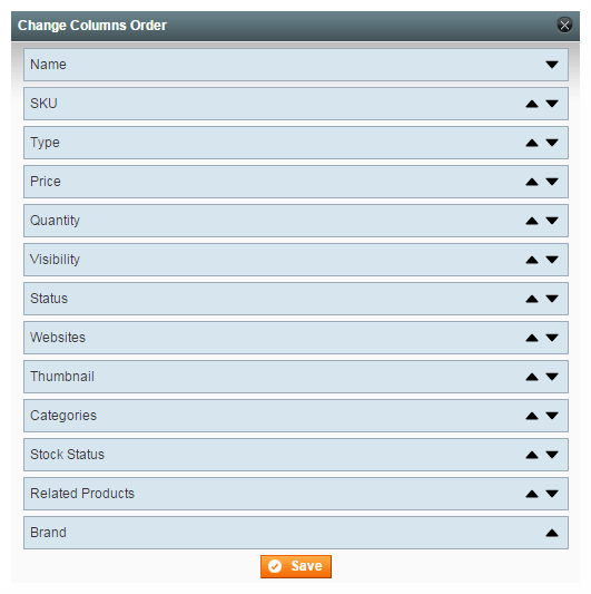 Change Columns Order Pop-Up