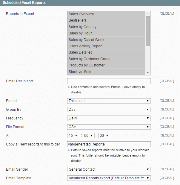 Scheduled email Reports