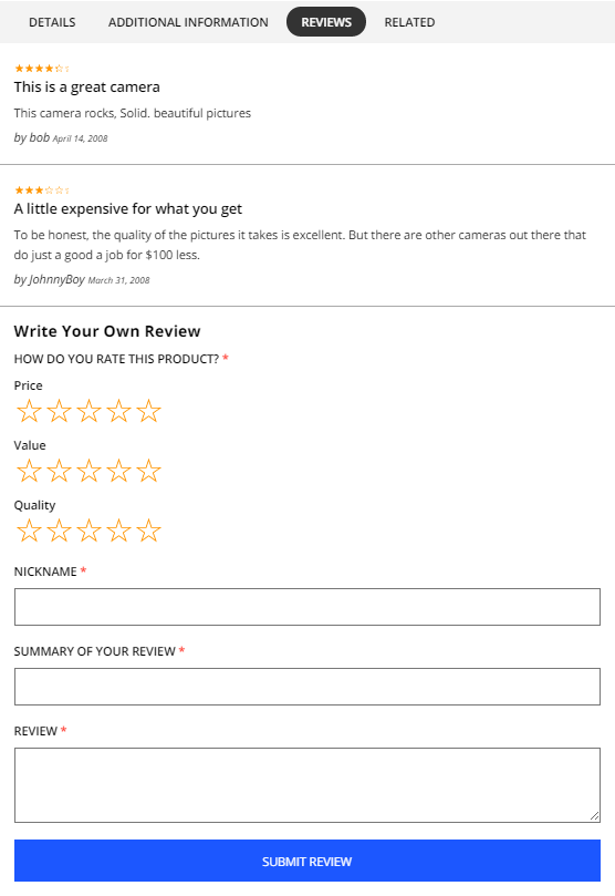 The Reviews Tab