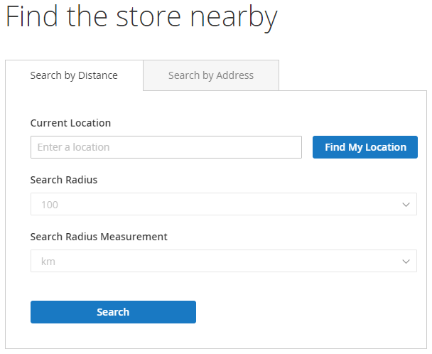 Store Locator Search Options