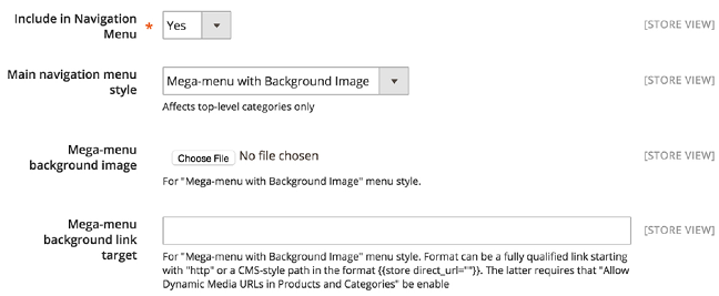 Mega Menu Backend Configuration