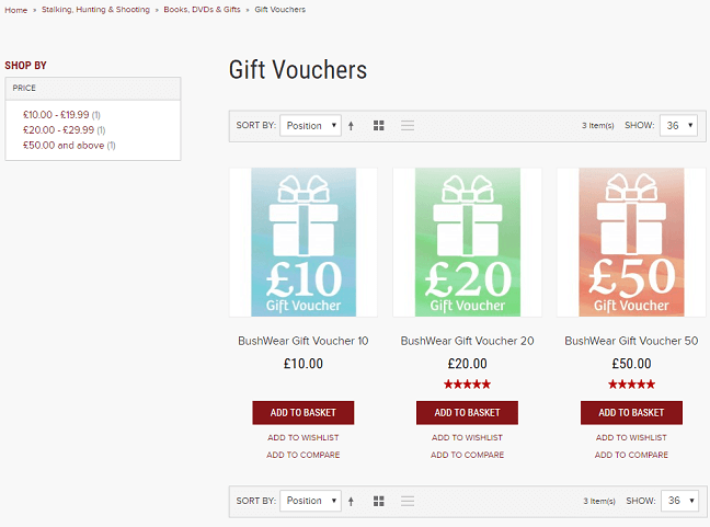 BushWear Gift Vouchers