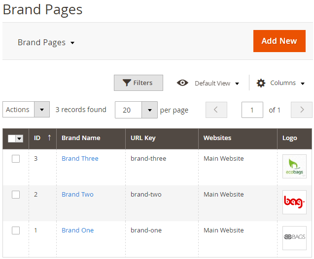 Brand Pages Grid