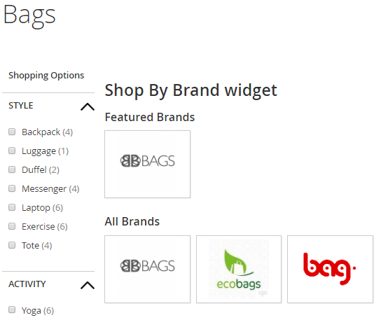 Shop by Brands Widget