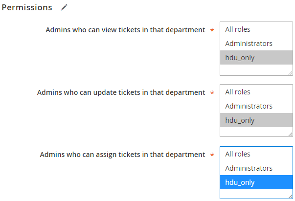 Department Permissions