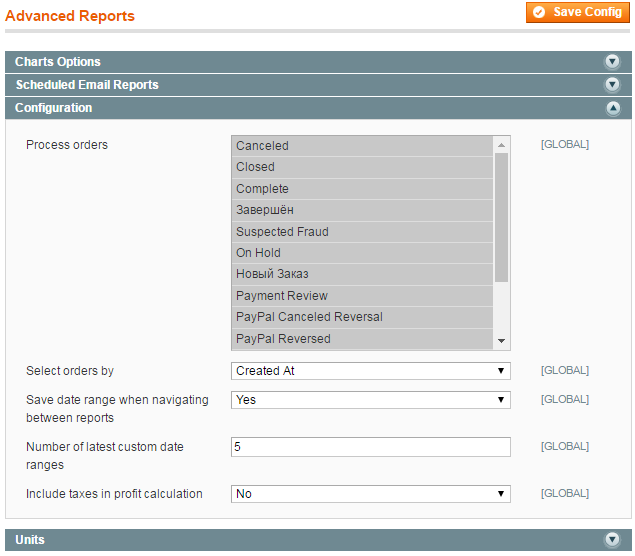 Extension-level Configuration of Profit Calculations