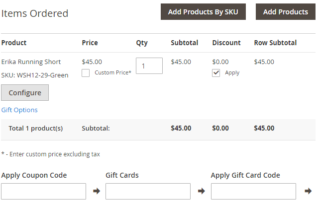 Apply Gift Card Code Input Field