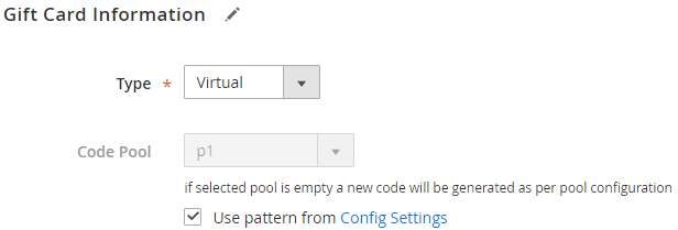Code Pools Used for Gift Card Products 