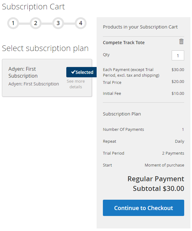 Adyen-based Subscription Cart