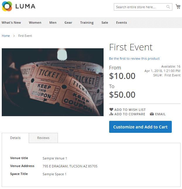Ticket Product Page