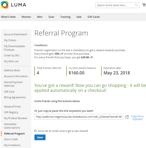 Referral Program Frontend Page