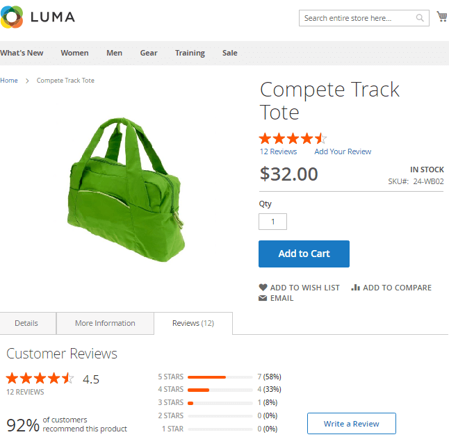 Reviews Tab on Product Page (with Review Summary)
