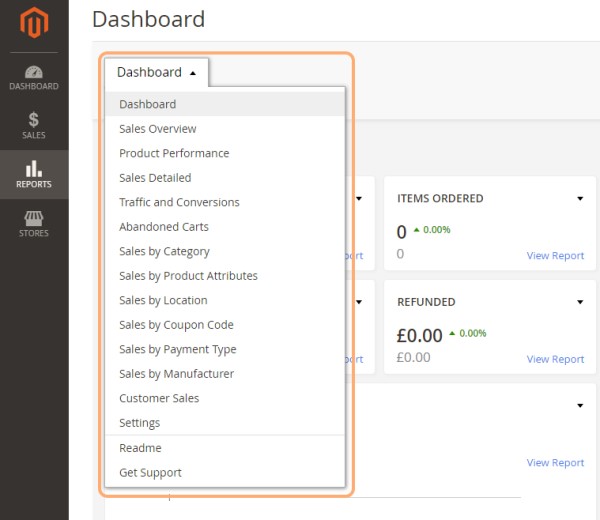 dashboard menu