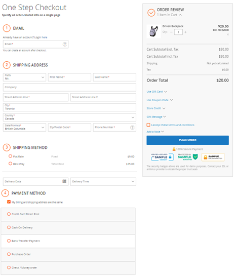 Magento 2 One Step Checkout Frontend