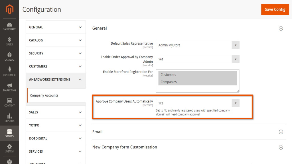 Automatic approval of Company Users | B2b Company Accounts Extension