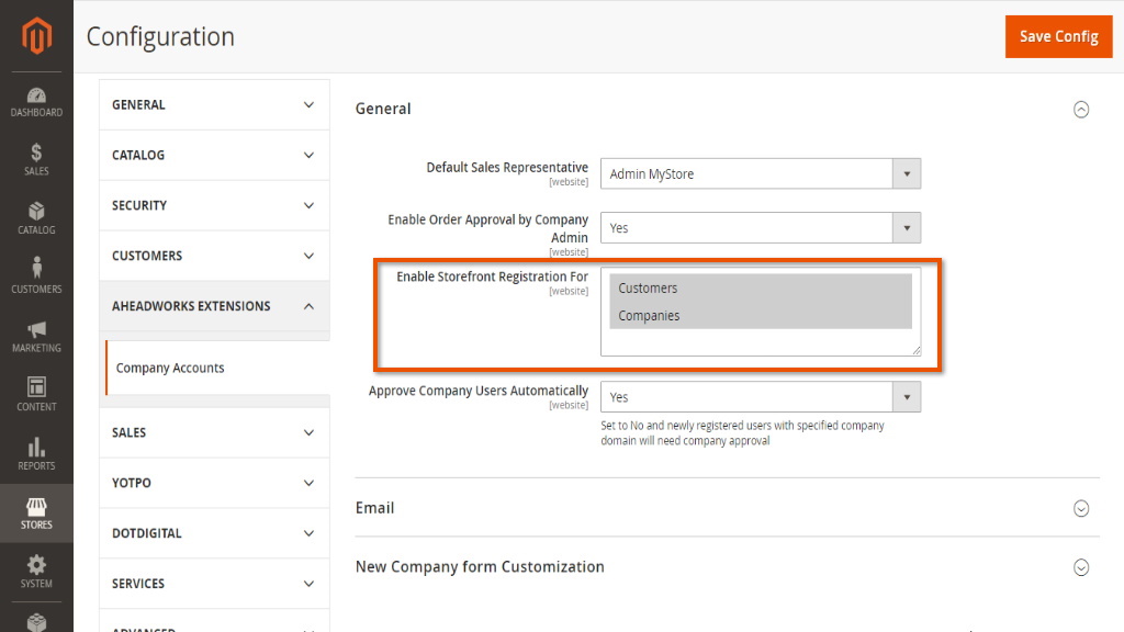 Disabled registration for standard Magento customers | B2B Comapny Accounts Extension