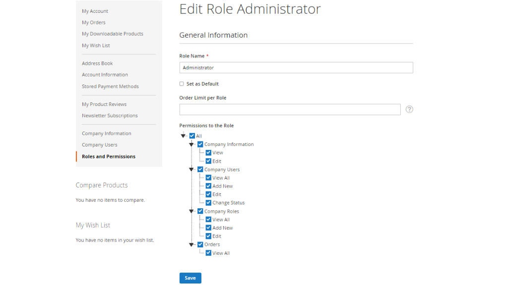 Company admin has all permissions regardless of role | B2B Company Accounts Extension