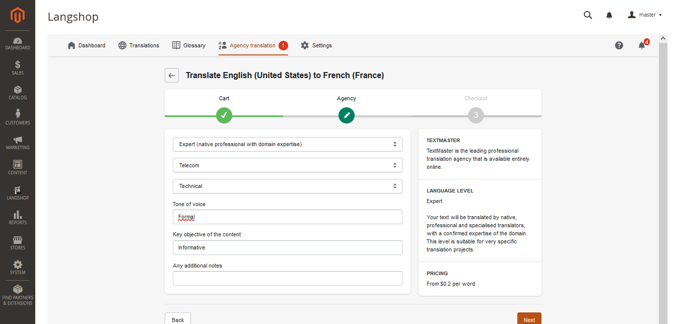 Share with the translator content details