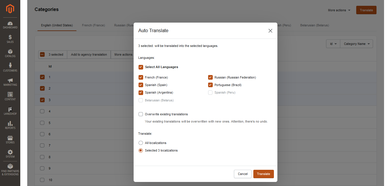 auto translate Magento 2 categories