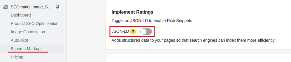 JSON-LD schema markup toggle