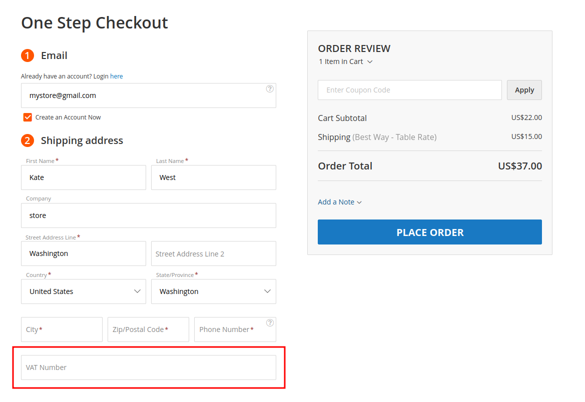 VAT number validation checkout storefront