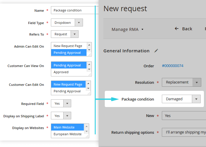 Rrturn requests management magento 2