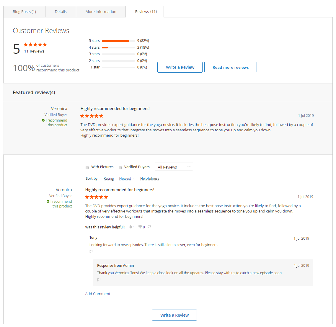 Review Block | Advanced Reviews for Magento 2